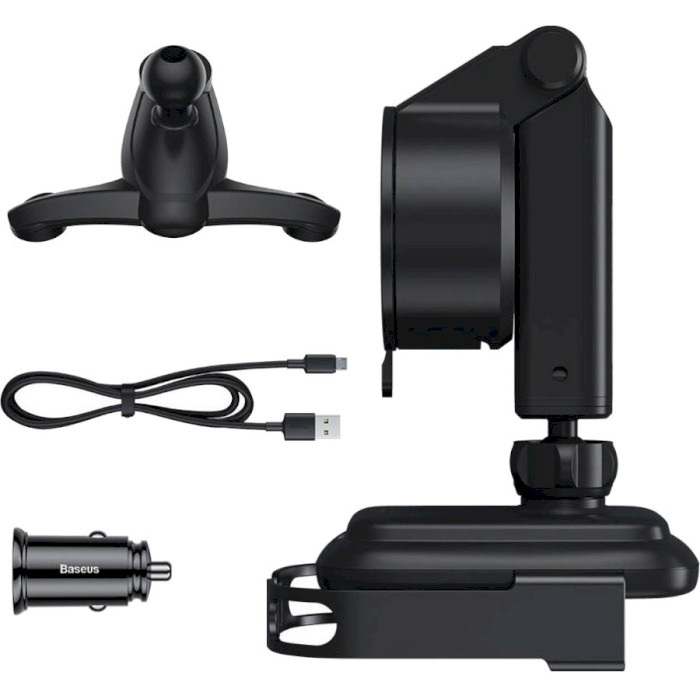 Автодержатель с беспроводной зарядкой BASEUS Rock-solid Electric Holder Wireless Charger Kit Black (WXHW01-B01)
