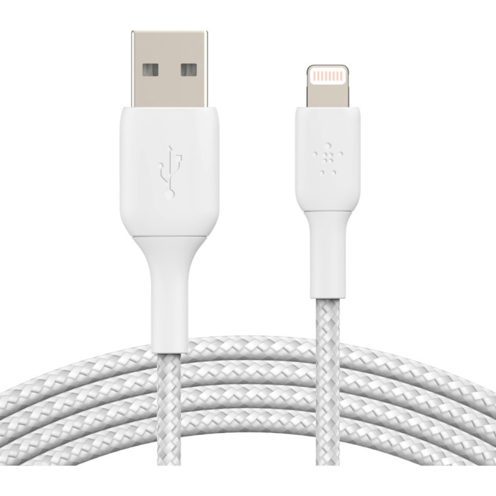 Кабель BELKIN Boost Up Charge Braided USB-A to Lightning 1м White (CAA002BT1MWH)