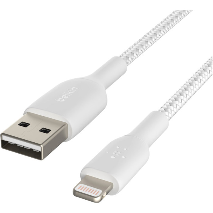 Кабель BELKIN Boost Up Charge Braided USB-A to Lightning 1м White (CAA002BT1MWH)