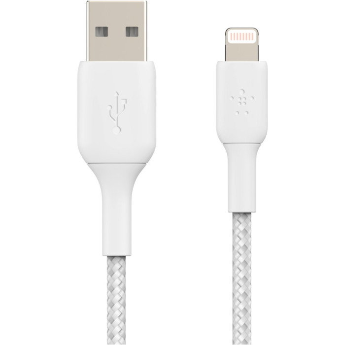 Кабель BELKIN Boost Up Charge Braided USB-A to Lightning 1м White (CAA002BT1MWH)