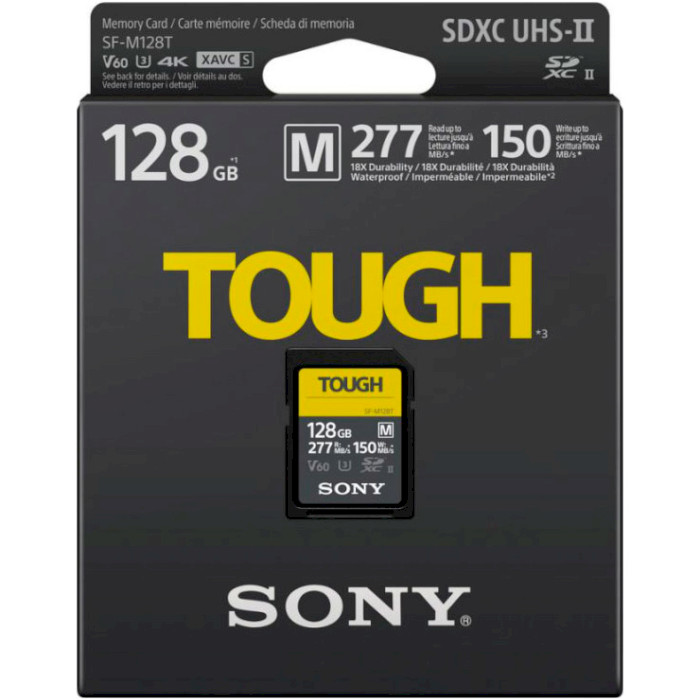 Карта памяти SONY SDXC SF-M Tough 128GB UHS-II U3 V60 Class 10 (SFM128T.SYM)