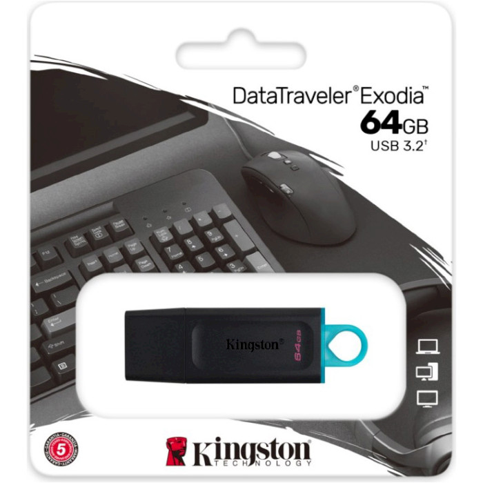 Флешка KINGSTON DataTraveler Exodia 64GB Black/Teal (DTX/64GB)