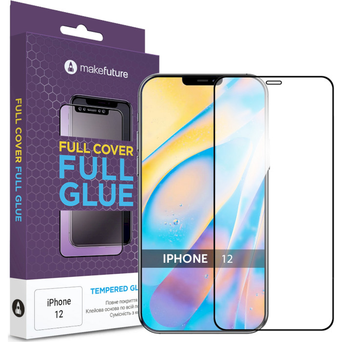 Защитное стекло MAKE Full Cover Full Glue для iPhone 12 (MGF-AI12)