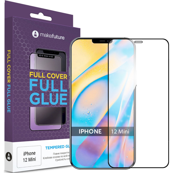 Защитное стекло MAKE Full Cover Full Glue для iPhone 12 mini (MGF-AI12M)