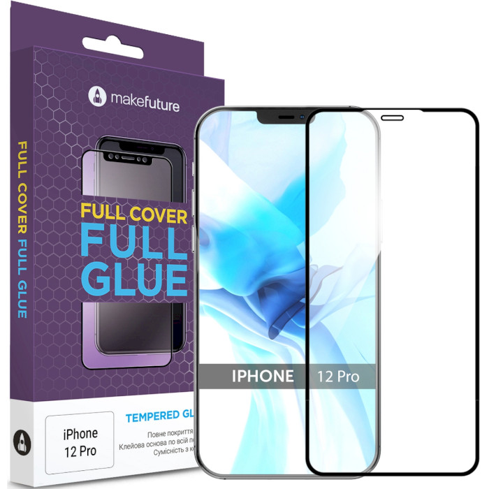 Захисне скло MAKE Full Cover Full Glue для iPhone 12 Pro (MGF-AI12P)