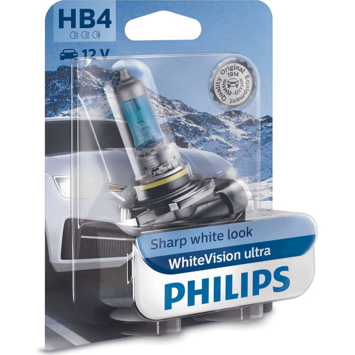 Лампа галогенова PHILIPS WhiteVision Ultra HB4 1шт (9006WVUB1)
