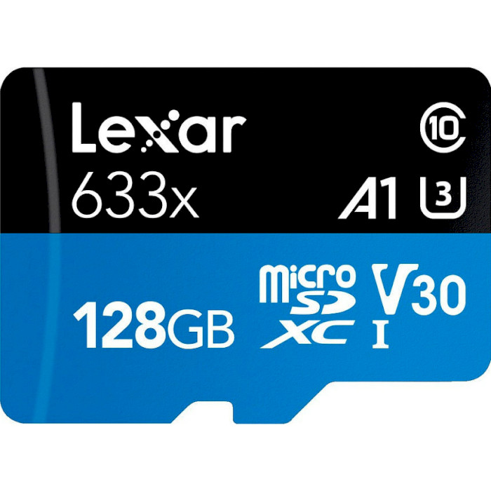 Карта памяти LEXAR microSDXC High Performance 633x 128GB UHS-I U3 V30 A1 Class 10 + SD-adapter (LSDMI128BB633A)