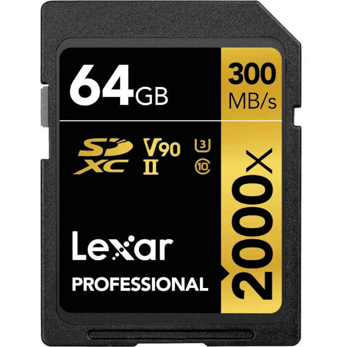 Карта памяти LEXAR microSDXC Professional 2000x 64GB UHS-I U3 V90 Class 10 (LSD2000064G-BNNNG)