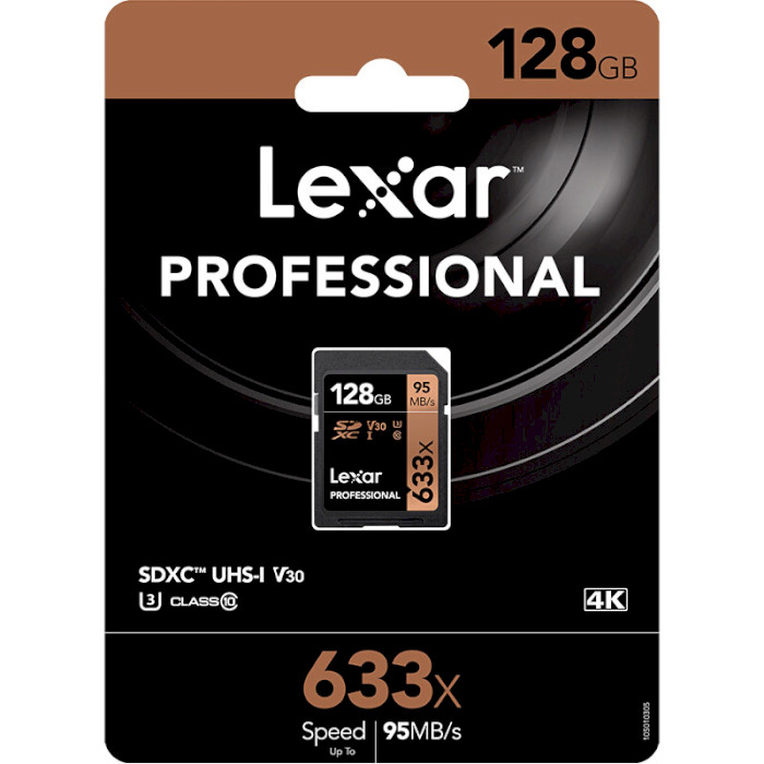 Карта пам'яті LEXAR SDXC Professional 633x 128GB UHS-I U3 V30 Class 10 (LSD128CB633)