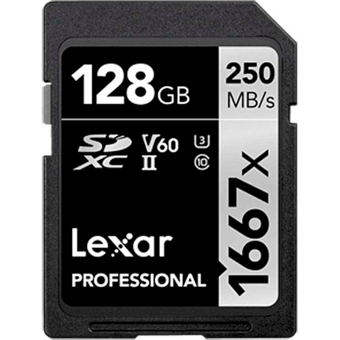 Карта пам'яті LEXAR SDXC Professional 1667x 128GB UHS-II U3 V60 Class 10 (LSD128CB1667)