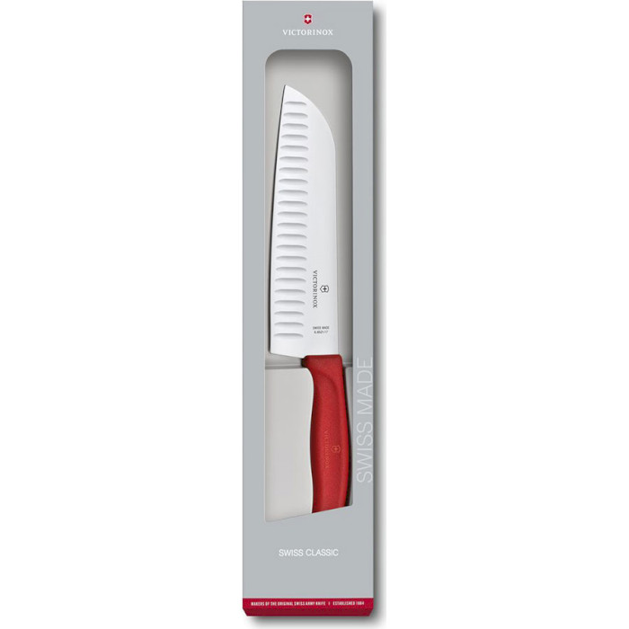 Нож кухонный VICTORINOX SwissClassic Santoku Red 170мм (6.8521.17G)