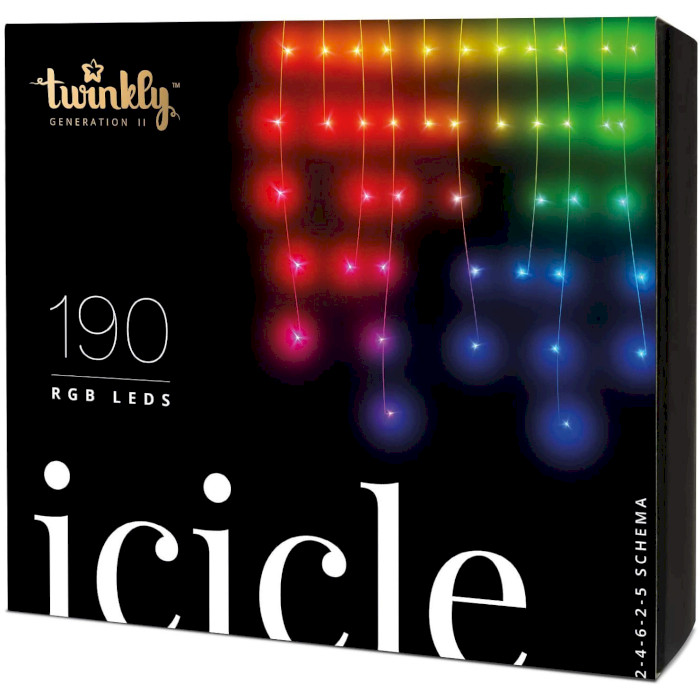 Smart LED гирлянда TWINKLY Icicle RGB 190 Gen II Multicolor Edition IP44 Transparent Cable (TWI190STP-TEU)