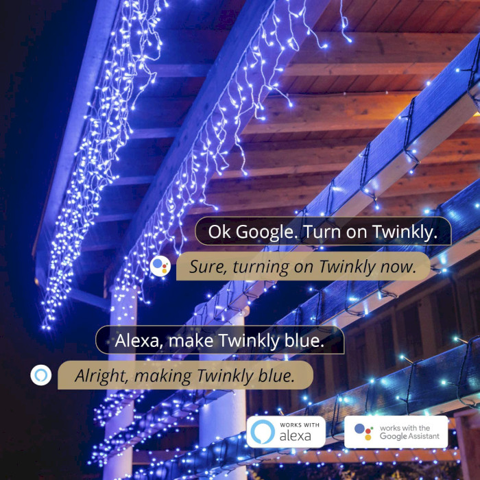 Smart LED гірлянда TWINKLY Icicle RGB 190 Gen II Multicolor Edition IP44 Transparent Cable (TWI190STP-TEU)