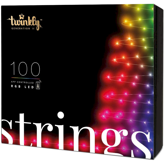 Smart LED гирлянда TWINKLY Strings RGB 100 Gen II Multicolor Edition IP44 Black Cable (TWS100STP-BEU)