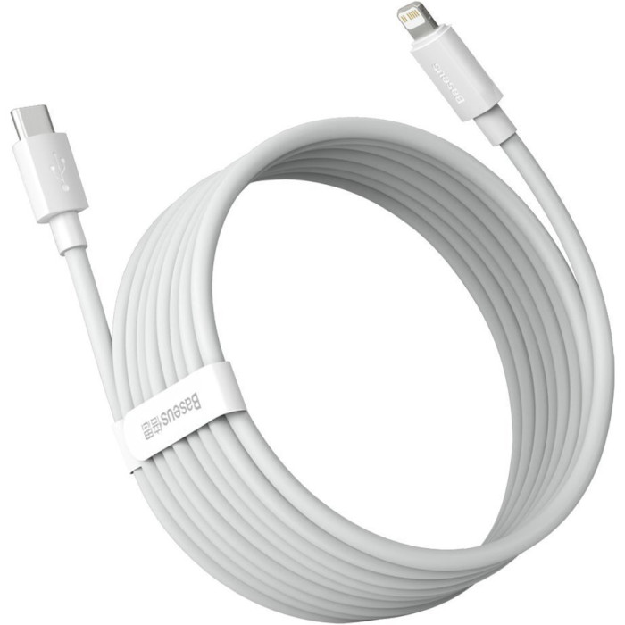 Комплект з 2 кабелів BASEUS Simple Wisdom Data Cable Kit Type-C to iP PD 20W 1.5м White (TZCATLZJ-02)