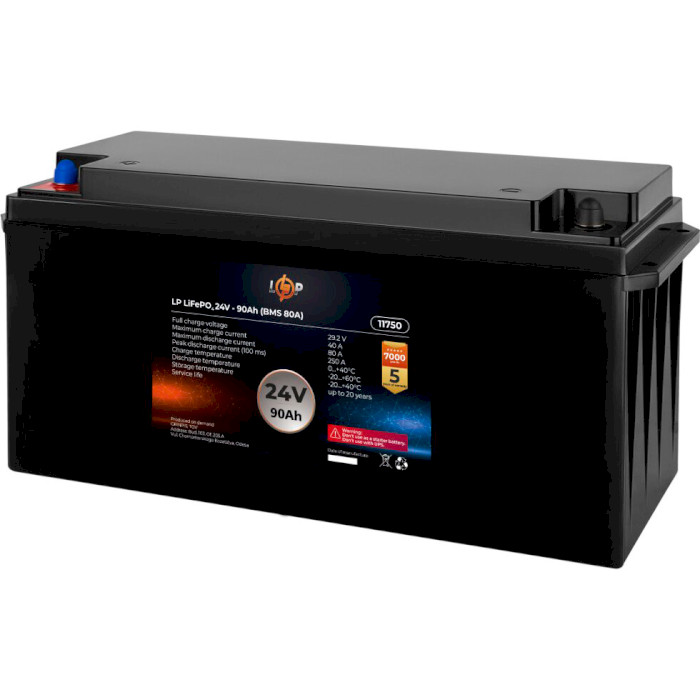 Акумуляторна батарея LOGICPOWER LiFePO4 24V - 90Ah (24В, 90Агод, BMS 80A) (LP11750)