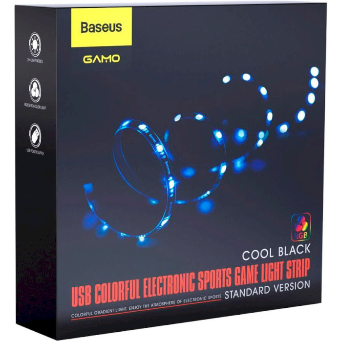 Светодиодная лента BASEUS Cool Black USB Colorful Electronic Game Light Strip Standard Version RGB 1.5м (DGKU-01)