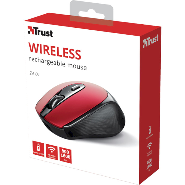 Мышь TRUST Zaya Rechargeable Wireless Red (24019)