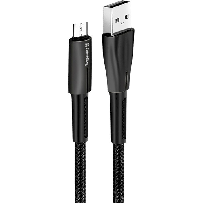 Кабель COLORWAY Zinc Alloy Nylon Braided USB to Micro-B 2.4A 1м Black (CW-CBUM035-BK)