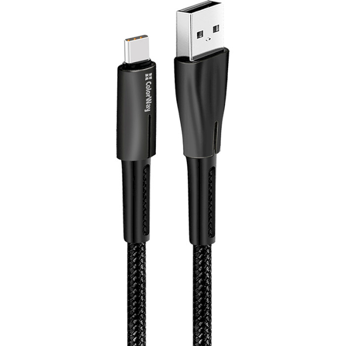 Кабель COLORWAY Zinc Alloy Nylon Braided USB to Type-C 2.4A 1м Black (CW-CBUC035-BK)