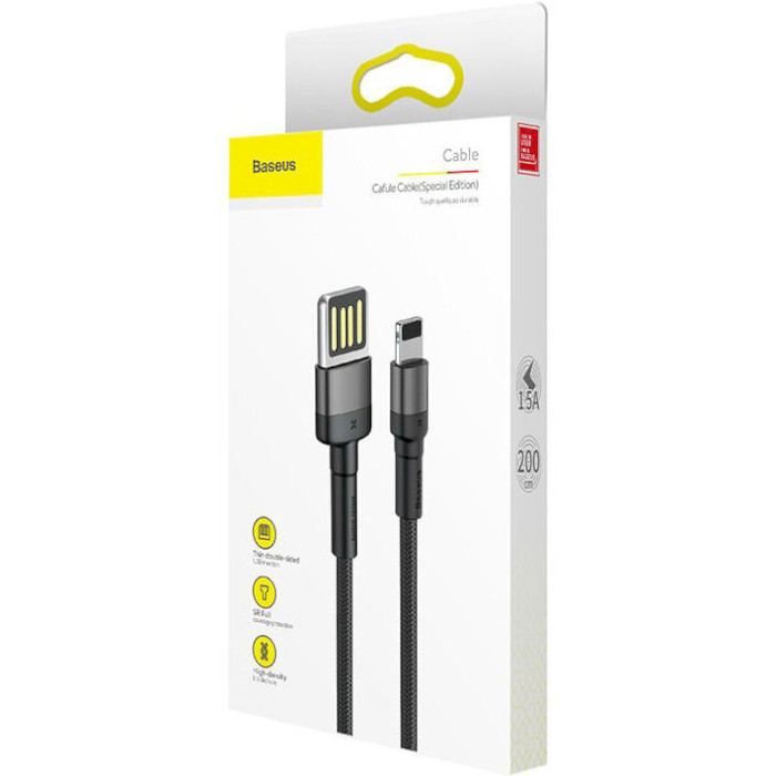 Кабель BASEUS Cafule Cable USB for Lightning 2м Gray/Black (CALKLF-HG1)