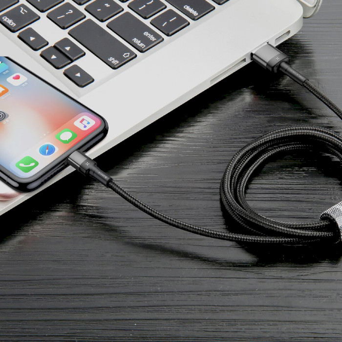 Кабель BASEUS Cafule Cable USB for Lightning 2м Gray/Black (CALKLF-HG1)
