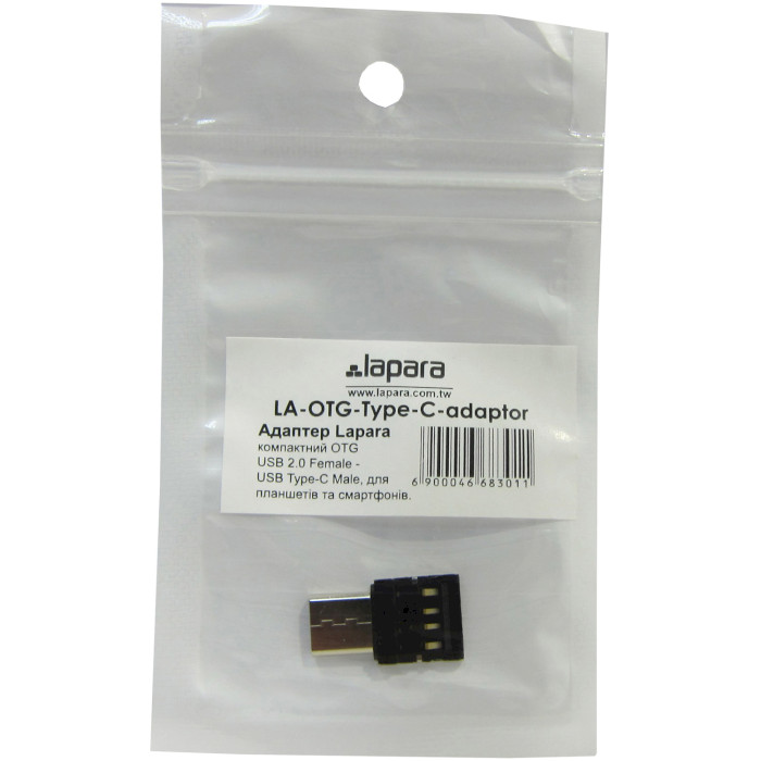 Адаптер OTG LAPARA USB 2.0 AM/CM Black (LA-OTG-TYPE-C-ADAPTOR)