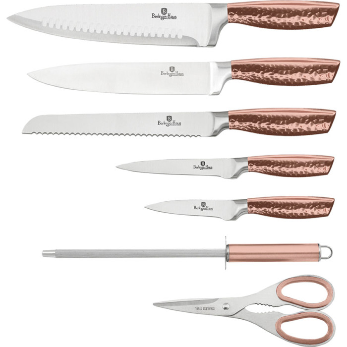 Набор кухонных ножей на подставке BERLINGER HAUS Metallic Line Rose Gold Edition 8пр (BH-2462)
