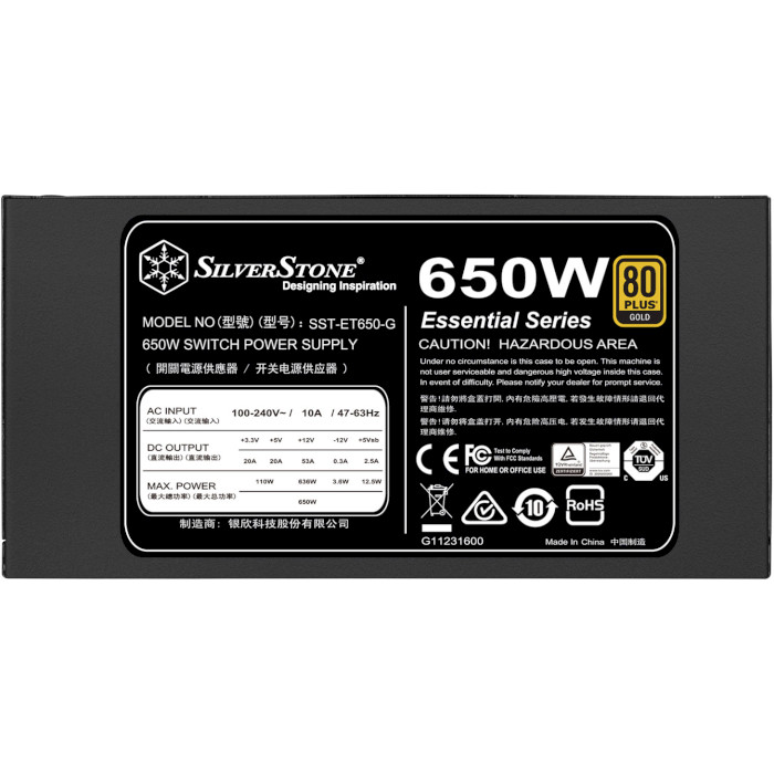 Блок живлення 650W SILVERSTONE Essential Gold ET650-G v1.2 (SST-ET650-G)