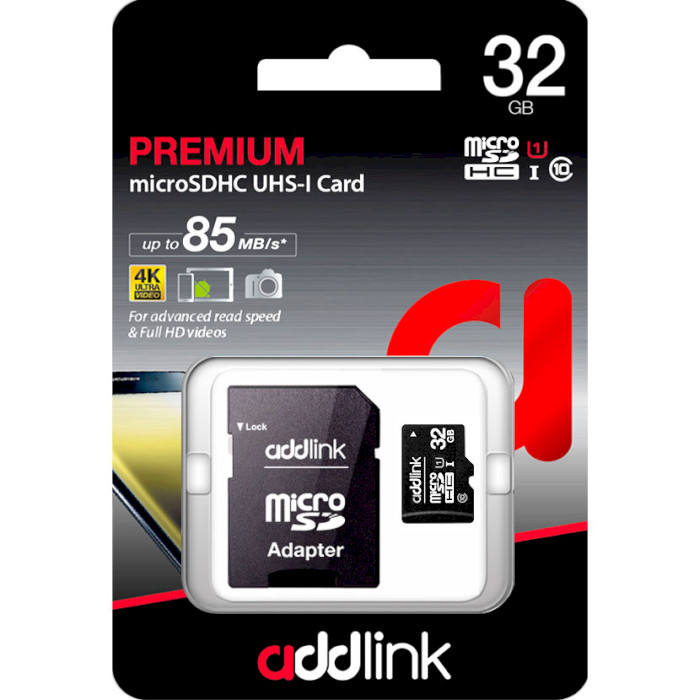 Карта памяти ADDLINK microSDHC Premium 32GB UHS-I Class 10 + SD-adapter (AD32GBMSH310A)