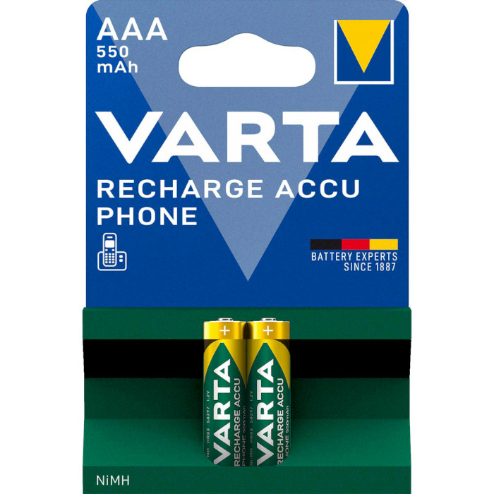 Акумулятор VARTA Recharge Accu Phone AAA 550mAh 2шт/уп (58397 101 402)
