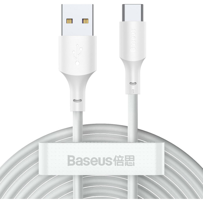 Комплект з 2 кабелів BASEUS Simple Wisdom Data Cable Kit for Type-C 40W 1.5м White (TZCATZJ-02)