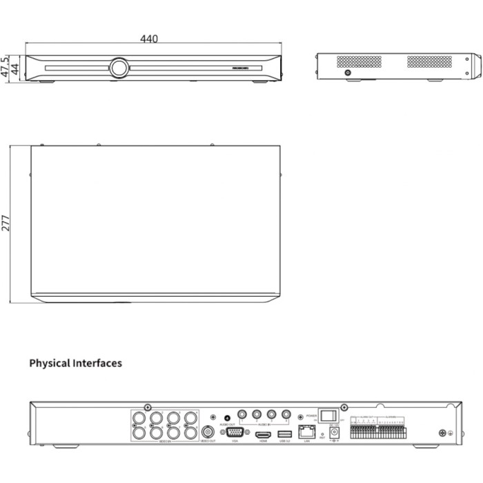 Відеореєстратор пентабридний 8-канальний TIANDY TC-R3208 Spec: I/B/X (00-00000171)