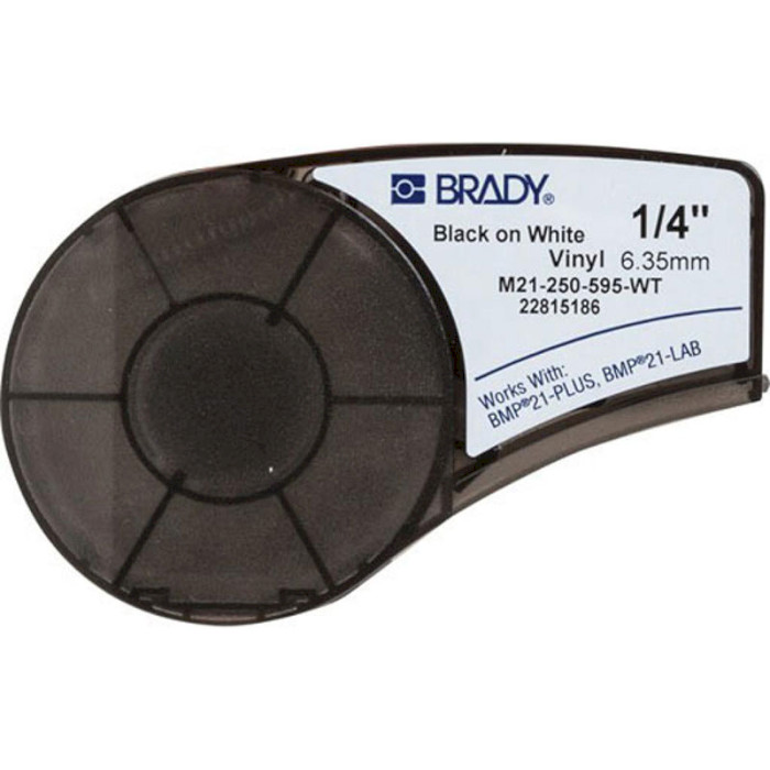 Картридж з вініловою стрічкою BRADY M21-250-595-WT 6.35mm Black on White Strong Adhesive