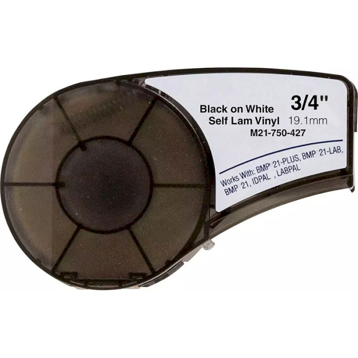 Картридж з самоламінуючою стрічкою BRADY M21-750-427 19.05mm Black on White Cable Wrap, Laminated