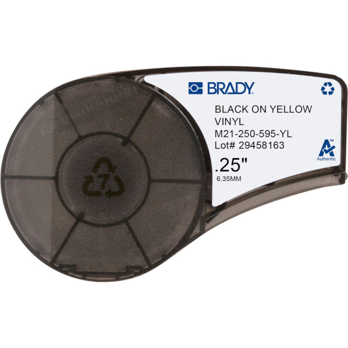 Картридж з вініловою стрічкою BRADY M21-250-595-YL 6.35mm Black on Yellow Strong Adhesive
