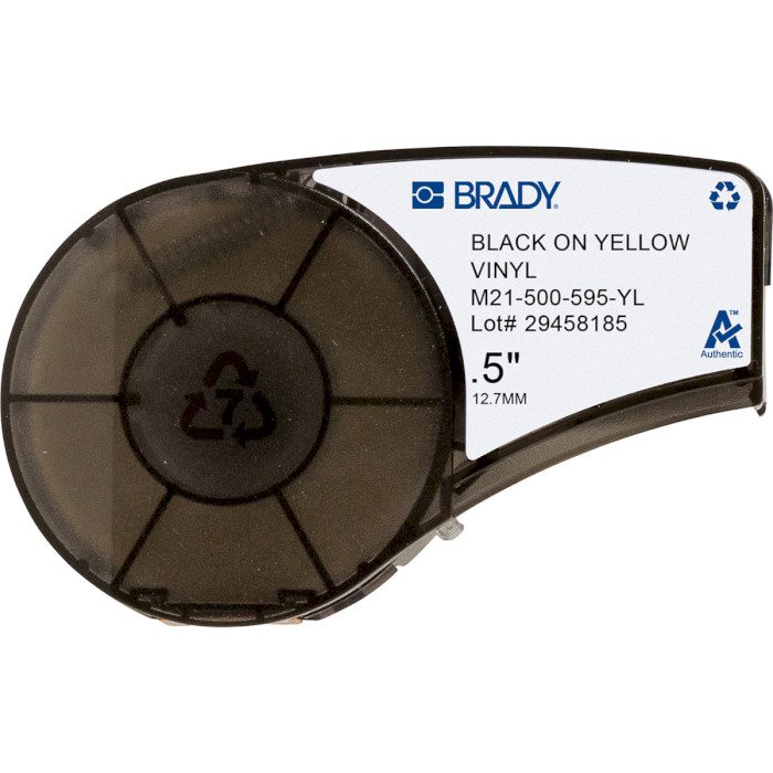 Картридж з вініловою стрічкою BRADY M21-500-595-YL 12.7mm Black on Yellow Strong Adhesive