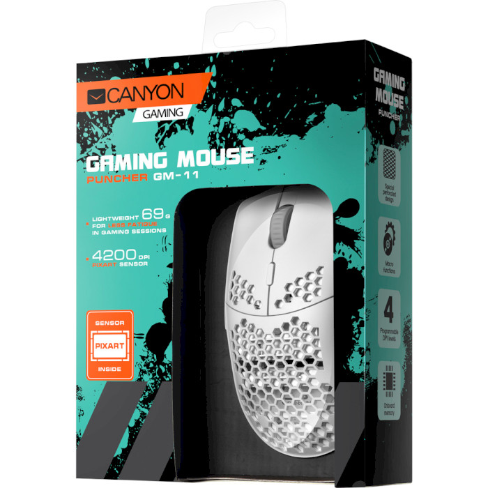 Миша ігрова CANYON Puncher GM-11 White (CND-SGM11W)