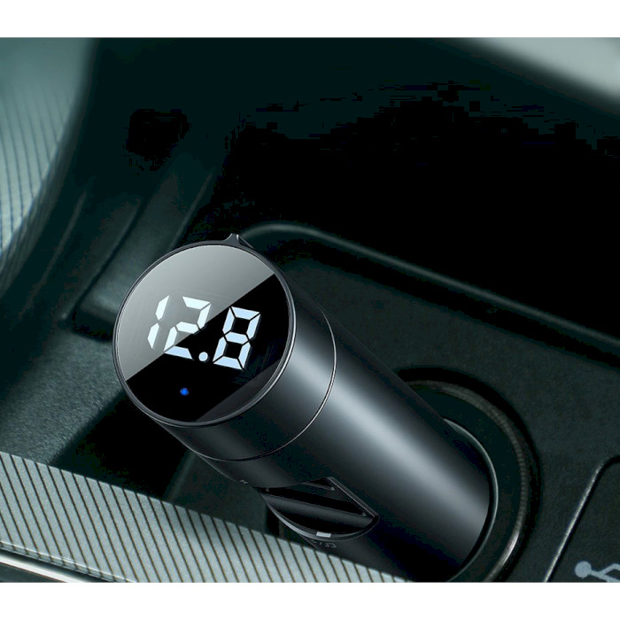 FM-трансмітер BASEUS Energy Column Car Wireless MP3 Charger 18W Dark Gray (CCNLZ-C0G)