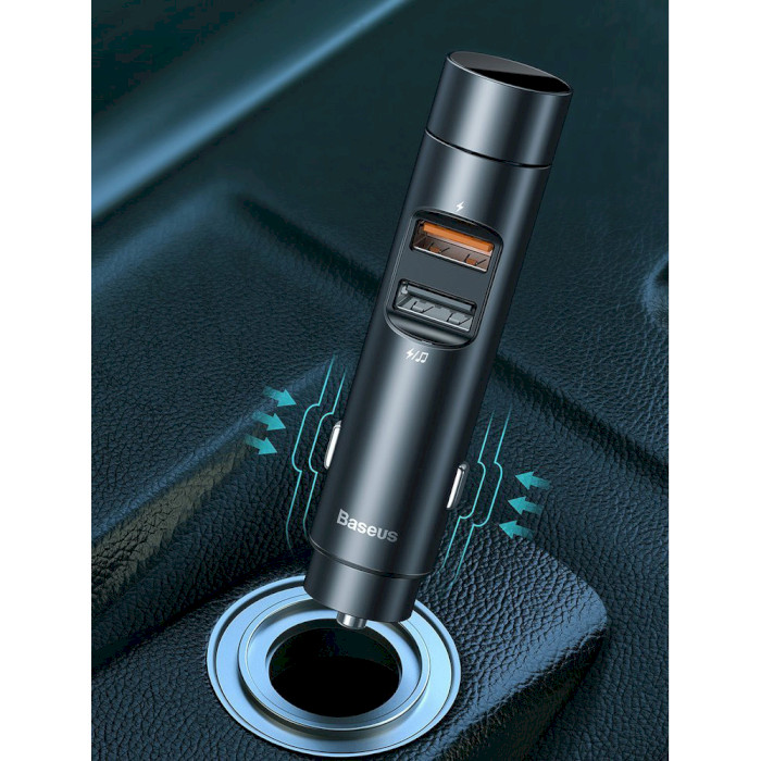FM-трансмітер BASEUS Energy Column Car Wireless MP3 Charger 18W Dark Gray (CCNLZ-C0G)