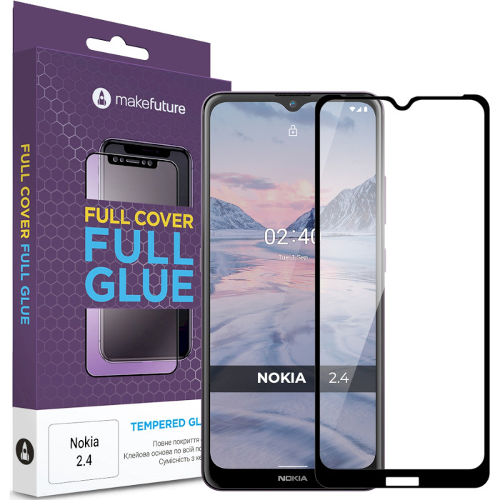 Захисне скло MAKE Full Cover Full Glue для Nokia 2.4 (MGF-N24)