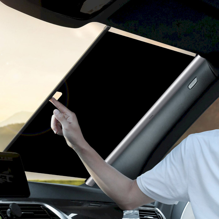 Автомобільна сонцезахисна шторка BASEUS Auto Close Car Front Window Sunshade 58x140 Silver (CRZYD-A0S)