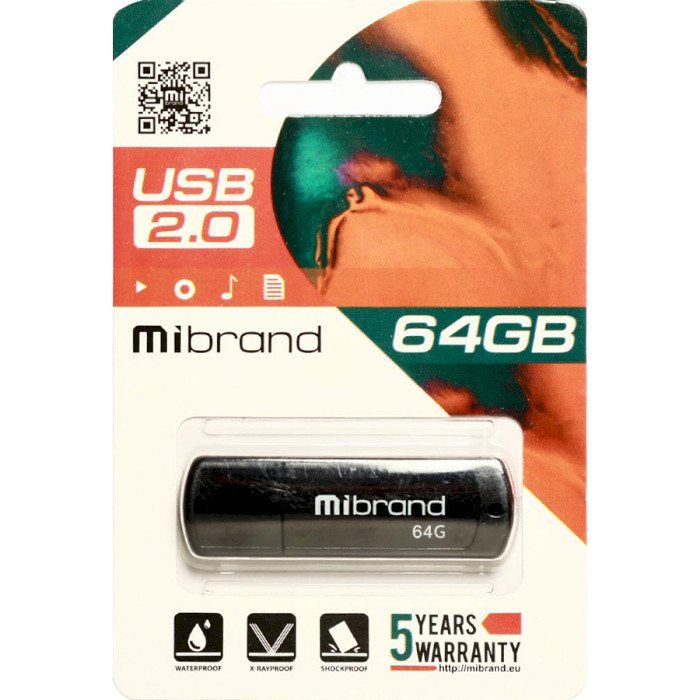 Флешка MIBRAND Grizzly 64GB Black (MI2.0/GR64P3B)