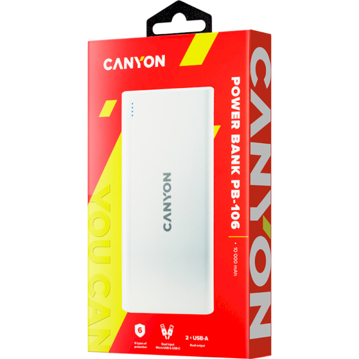 Повербанк CANYON CNE-CPB1006 10000mAh White