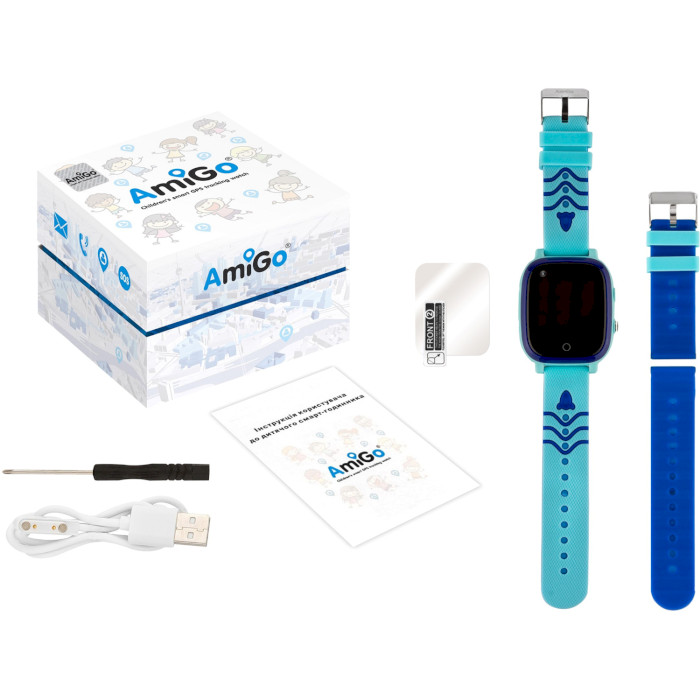 Дитячий смарт-годинник AMIGO GO005 Splashproof 4G Wi-Fi Thermometer Blue