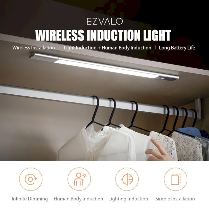 Портативный светильник с датчиком движения XIAOMI EZVALO 15.7" Wireless LED Closet Light Strip Battery Operated 5000K 1W 5000K (