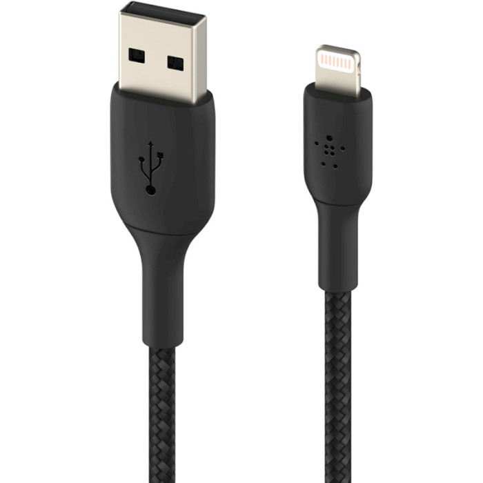 Кабель BELKIN Boost Up Charge Braided USB-A to Lightning 2м Black (CAA002BT2MBK)