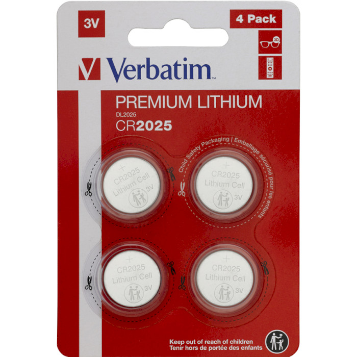 Батарейка VERBATIM Premium Lithium CR2025 4шт/уп (49532)