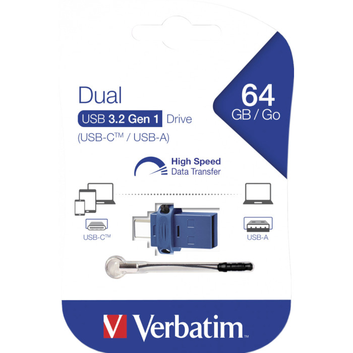 Флэшка VERBATIM Store 'n' Go Dual USB/USB-C3.2 64GB (49967)