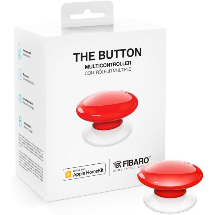 Бездротовий вимикач FIBARO The Button Apple HomeKit Red (FGBHPB-101-3)